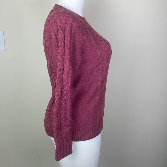 L.L. Bean Crewneck Cable Knit Sweater - Picture 3 of 7